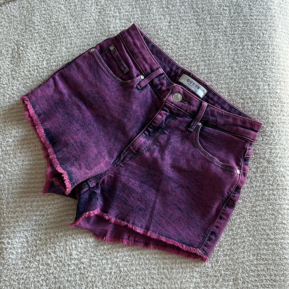 Guess Purple/pink Acid wash shorts